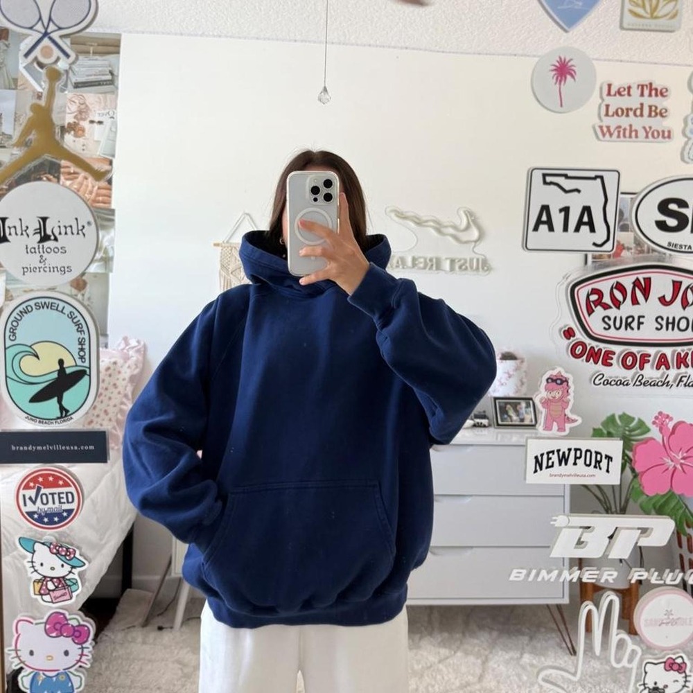 Aritzia cozy fleece mega fit Byron blue hoodie